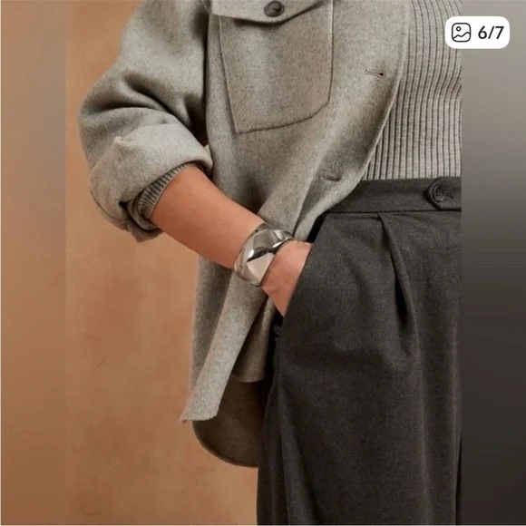 WIDE LEG BITTON TAB FLANNEL PANTS DARK GREY SIZE 12 - Picture 3 of 6